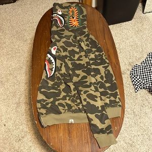A Bathing Ape MGM Black/Green Camo Shark Zip-Up Jacket